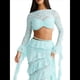 thumbnail image 2 of Conjunto de 2 Piezas de Camiseta Sin Mangas con Encaje de Cuerda para Mujer, Faldas Escalonadas Ajustadas, Vestido de Cóctel para Fiesta. Azul L, 2 of 7