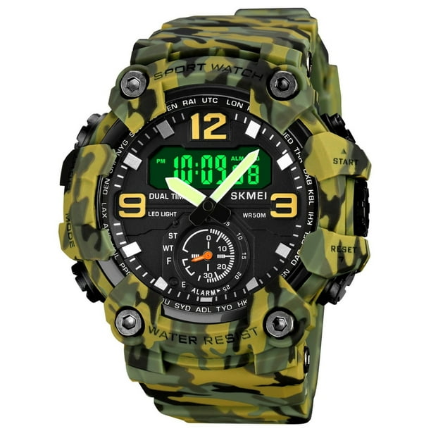 Reloj digital para hombre con retroiluminación LED, resistente al agua, con alarma y cronómetro. Reloj deportivo informal para hombre y niño.