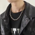 thumbnail image 4 of Collar cubano de estilo industrial de acero de titanio con hebilla cuadrada, cadena gruesa, cadena de hip hop para hombres, cadena de clavícula con costura, pulsera de cadena en O, 4 of 6