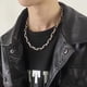 thumbnail image 4 of Collar cubano de estilo industrial de acero de titanio con hebilla cuadrada, cadena gruesa, cadena de hip hop para hombres, cadena de clavícula con costura, pulsera de cadena en O, 4 of 6