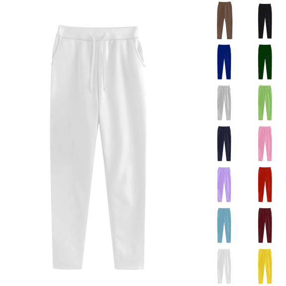 cocolona Womens Drawstring Sweatpants with Pockets Stretch Comfy Solid Trousers Running Fitness Sports Pants Joggers for Women