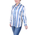 thumbnail image 2 of Petite Long Sleeve Striped Satin Blouse, 2 of 3