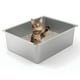 thumbnail image 1 of Caja de arena para gatos Kirecoo de acero inoxidable con lados altos, tamaño grande, 1 of 7
