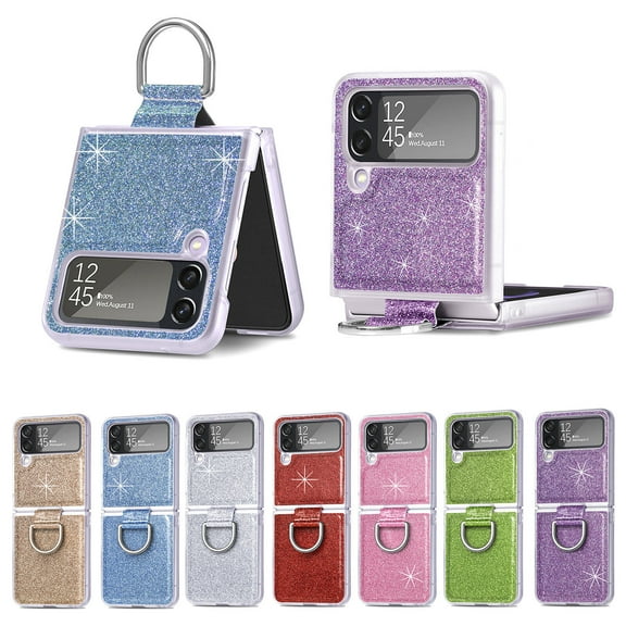 For Samsung Galaxy Z Flip4 Phone Case，Luxury Glitter Bling Shockproof Wireless Charging Case，Slim Ring Soft Case