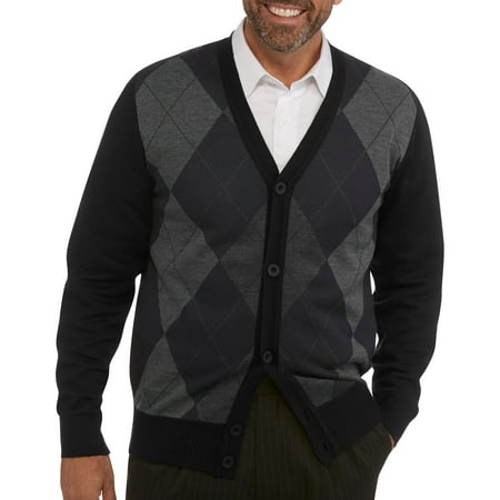 Men's Argyle Jacquard Cardigan Sweater - Walmart.com