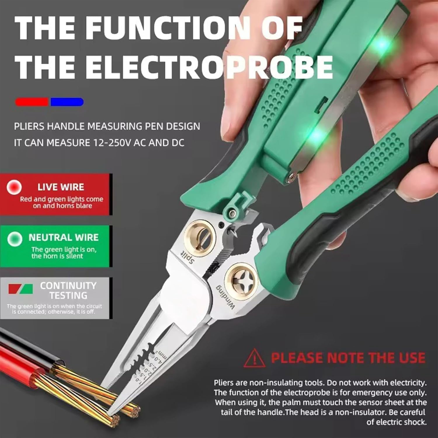 8 in 1 Wire Stripping Pliers, 8 in 1 Wire Stripper With Voltage Tester, Wires Stripper Machine, Electric Wire Stripper with Voltage Tester, Crimper & Cutter for Awg 18-6 Wires (1PCS)