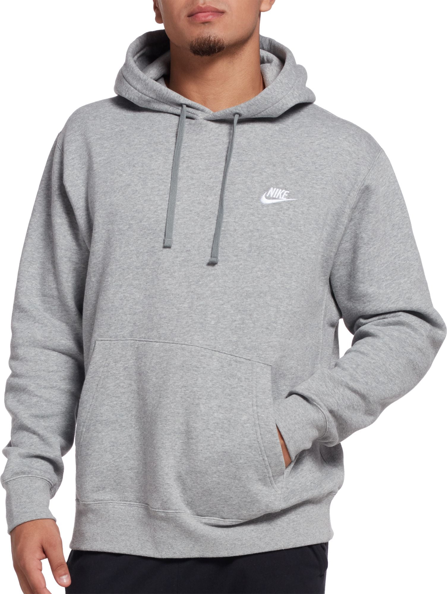 nike men's sportswear club fleece hoodie dark grey heather