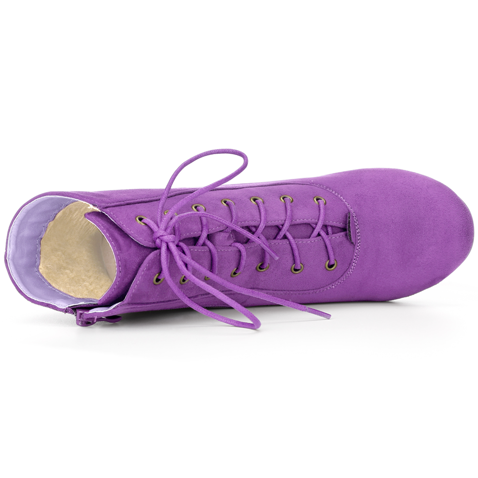 DARING DIVA Round Toe Lace Up Boots Chunky Heels Purple 7