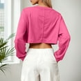 thumbnail image 4 of HNMKIU Cropped Crewneck Sweatshirt Long Sleeve Top for Women Casual Pullover Soft Comfortable Streetwear Fashion for Daily Wear and Light Exercise Z02_Hot Pink,XS, 4 of 6