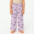 thumbnail image 2 of YOUYEDIAN Comfy Bow Print Pajama Pants for Girls Stretch Drawstring Lounge Pants with Pockets Bow Print Casual Wide Leg Pjs Bottoms Light Purple 2-3 Years, 2 of 5