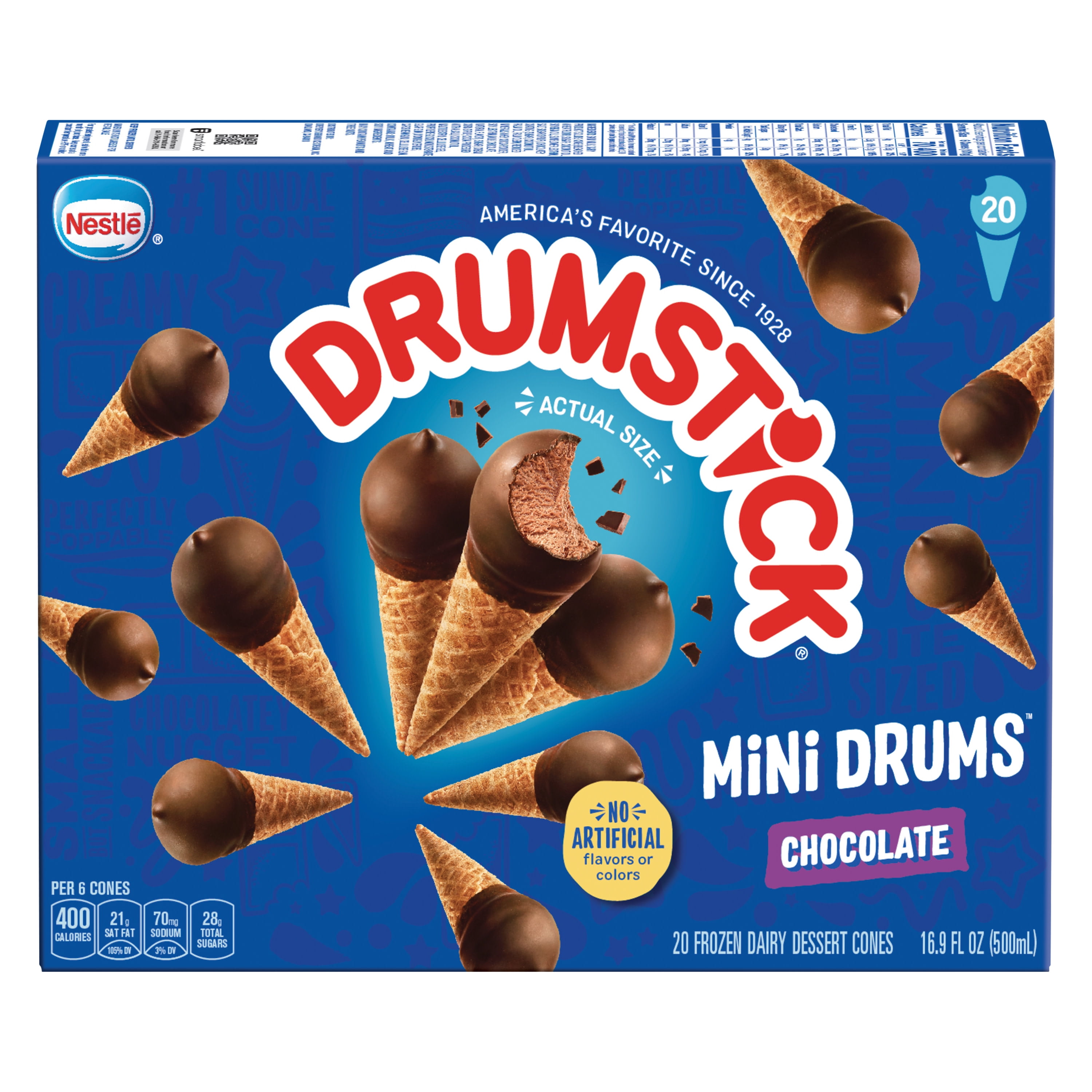Drumstick Mini Drums Chocolate Sundae Cones, 20 Count