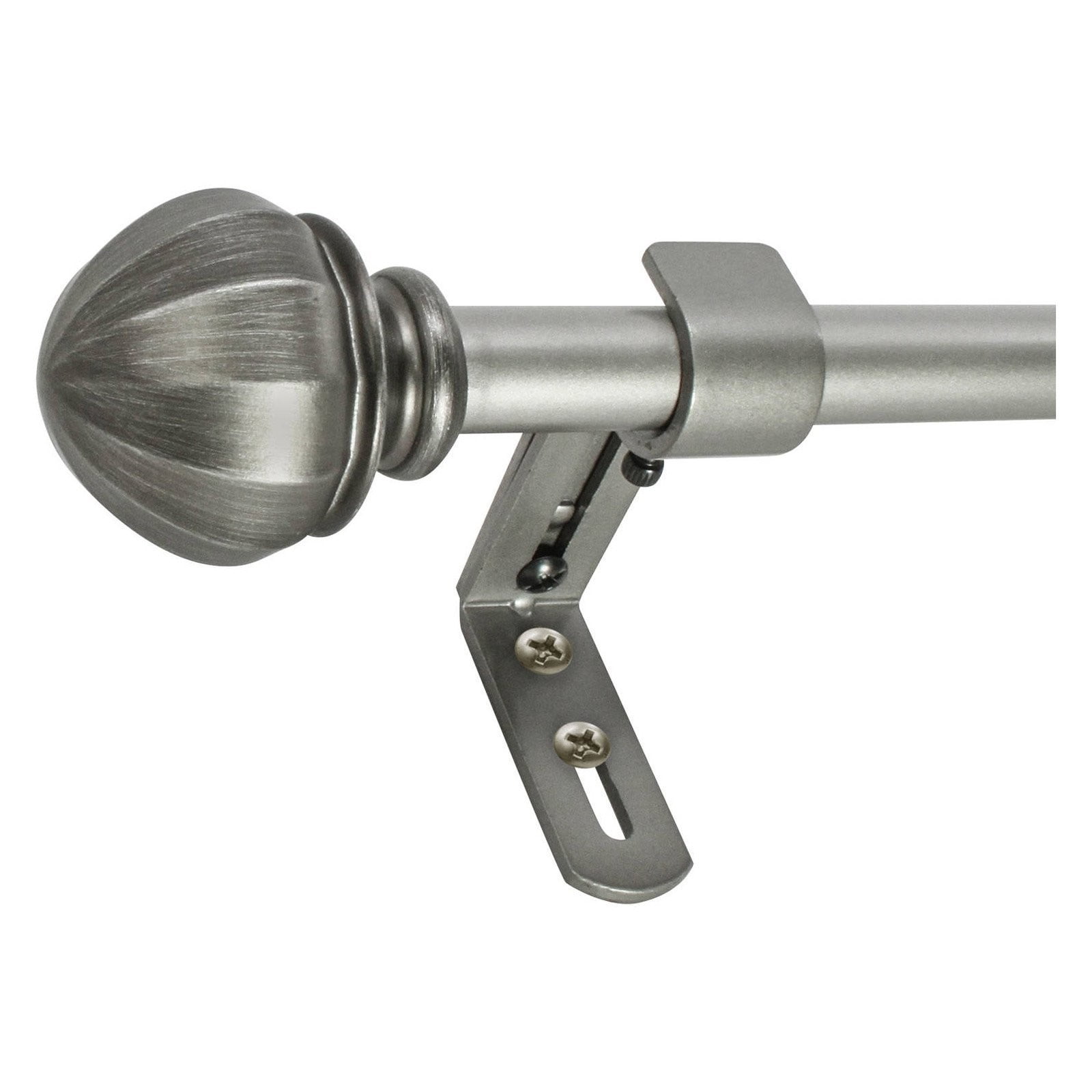 Montevilla 0.62" Silver Ball Adjustable Single Curtain Rod Set, 86"-120"