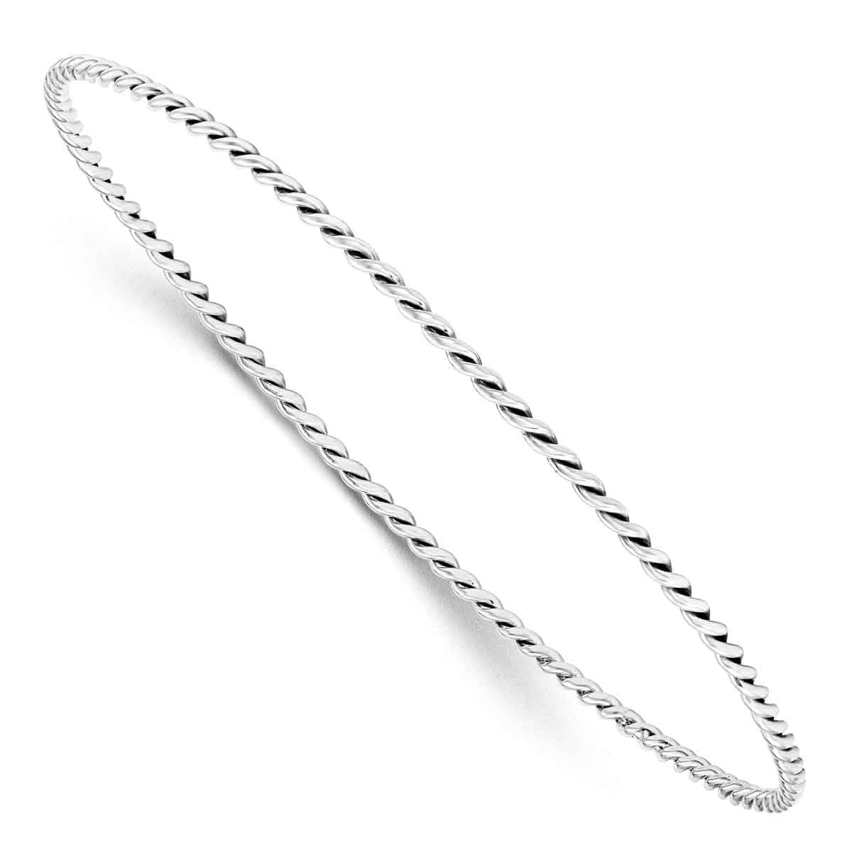 FB Jewels Solid 925 Sterling Silver Antiqued 3.5mm Twisted Weave Slip-On Bangle