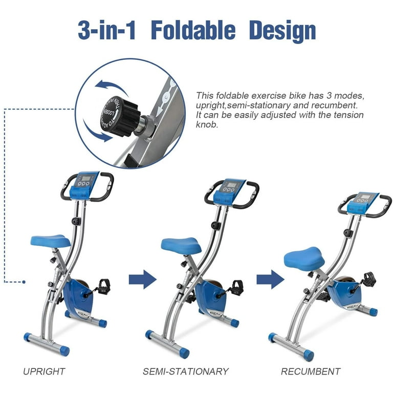 Wonder Maxi Folding Recumbent Exercise Bike Upright Foldable Stationary Bike Indoor Cycling Bike with Pulse Sensor LCD Monitor Phone Holder for