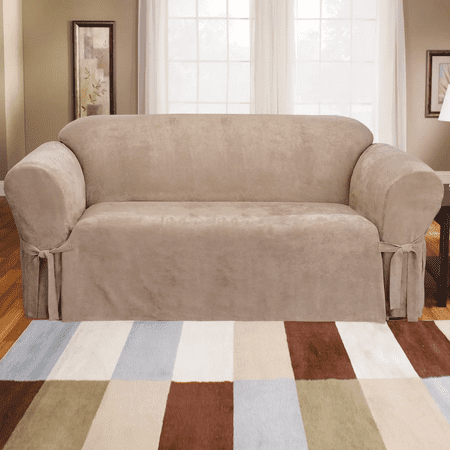 Sure Fit Soft Suede Sofa Slipcover in Taupe