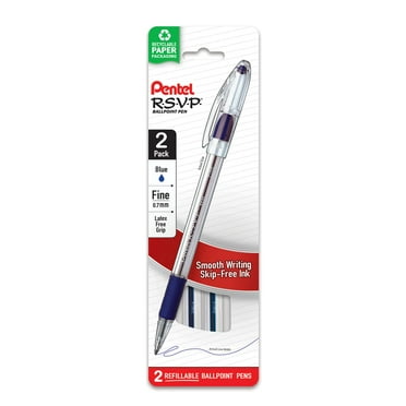 Pentel RSVP Fine Ballpoint Pes- 0.7mm, Blue Ink Pack of 2