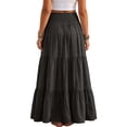 thumbnail image 4 of Yungyresw Women's Casual Maxi Skirt Elastic Waist Loose Flowy Tiered Skirts Boho Style Comfortable Solid A Line Skirt For Women Black S, 4 of 5