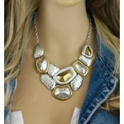 Chunky Hammered Two Tone Collar Necklace Ladies Adult Female Women