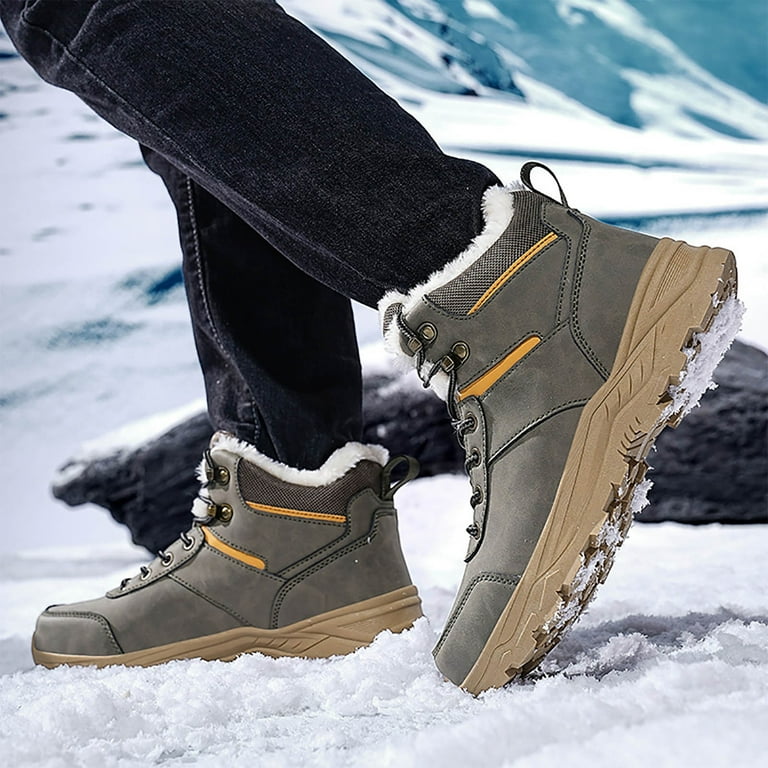 Xinduolei Men s Autumn and Winter Fashion High Top Shoes Warm Comfortable Ankle Boots Mens Leather Sneaker Boots Sneaker for Men Size 15 Sneaker Boots