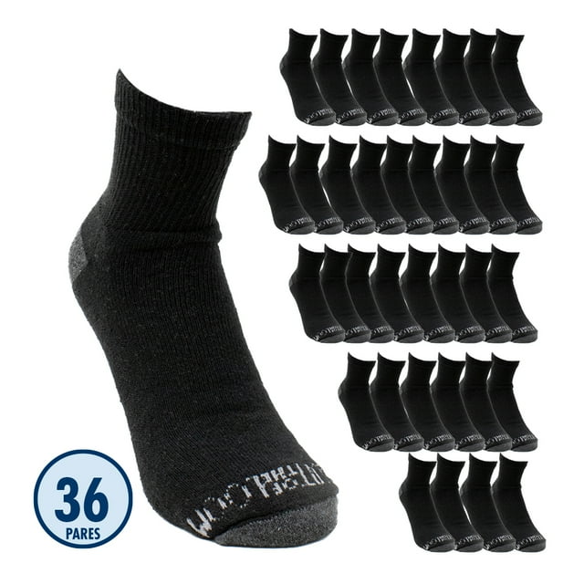 Fruit of the Loom Quarter Caballero Unitalla Algodón Afelpado Negro 36 pares