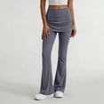 thumbnail image 2 of Fewfanhot Women Skirted Flared Yoga Pants, High Waist Drawstring Overlay Skirt Full Length Stretch Bootcut Workout Trousers, 2 of 7