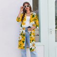 thumbnail image 5 of Robes for Women Zipper Lightweight Loose Fit Summer Housecoats for Women Zipper Front 3/4 Length Sleeve Knee Length Vintage Floral Print Trendy Bathrobe Nightgown with Pockets Yellow L, 5 of 7