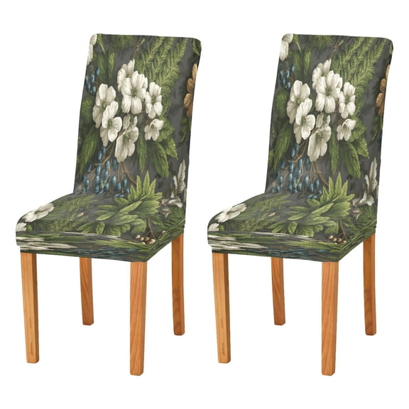 Chair Protector Cover Dining Chair Slipcovers Pack of 2, Removable Washable Seat Cover for Dining Room Wedding Ferns and Flowers