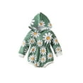 thumbnail image 1 of TSEXIEFOOFU Baby Fall Winter Hooded Romper Long Sleeve Elastic Waist Daisy Print One-Piece Bodysuit, 1 of 9