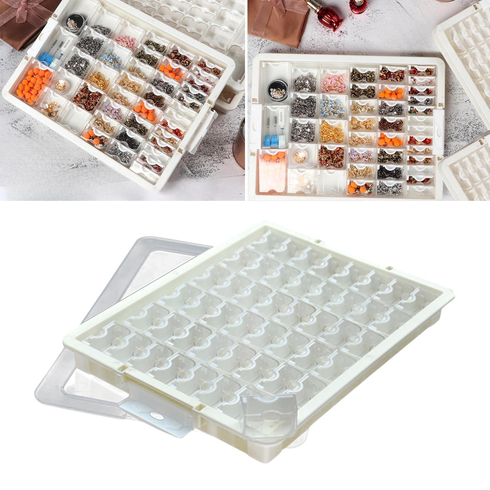 QccHieUs Bead Storage Box Bead Organizer Box with Lid Portable with Compartments Supplies 48 Grid