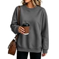 thumbnail image 3 of Nestiefly Oversized Crewneck Sweatshirt Women Fleece Long Sleeve No Hood Pullover Fall Casual Sweat Shirts Dark Gray M, 3 of 7