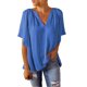 thumbnail image 2 of VISgogo Tops de manga corta para mujer con color sólido, versión suelta, estilo casual, ropa de verano plisada VISgogo moda, 2 of 5