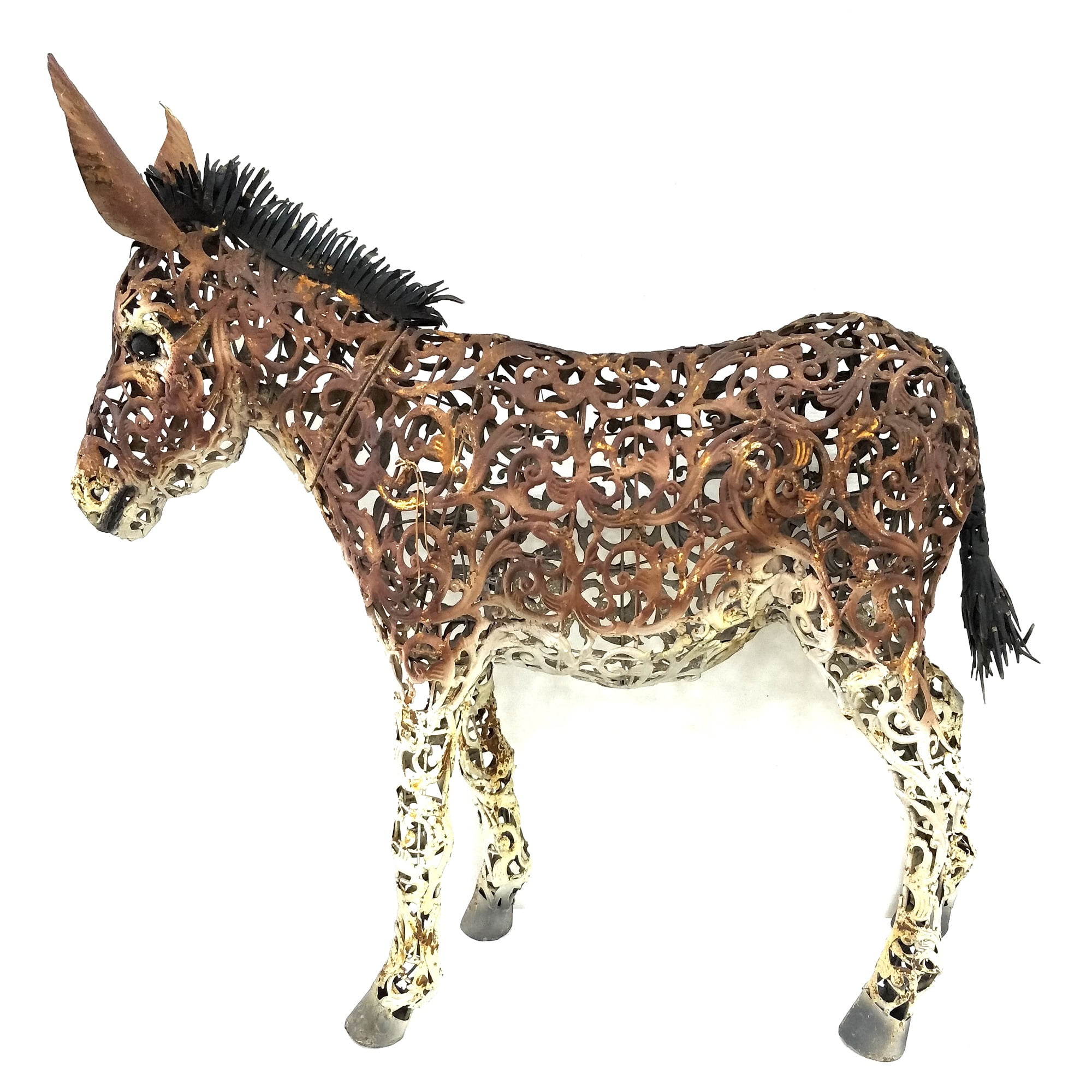 29.25" Brown Distressed Standing Donkey Garden Statue