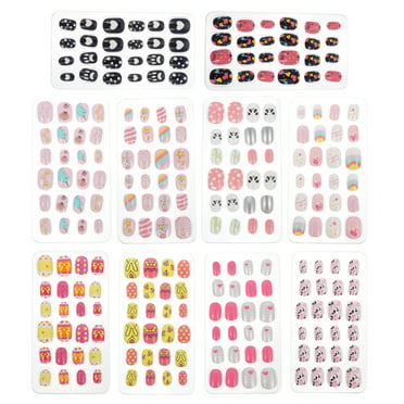 Springcorner 120 Pcs Kids Fake Nails Press on Nails,Pre-glue Full Cover ...