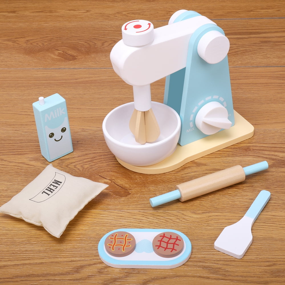 Buy Wooden Kitchen Mixer Set 9 Pieces Kids BakeCookie Blender Toy Pretend Play Kitchen Toys