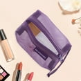 thumbnail image 5 of Unique Bargains 1Pc Lightweight Square Mesh Makeup Bag for Travel Nylon Purple, 5 of 6
