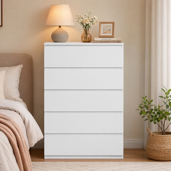 Modern 5 Tall Storage Chest Of Drawers for Living Room, Entryway, Hallway