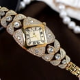 thumbnail image 3 of Women's Luxury Analog Wrist Watch Rhombic Square Rhinestone Bracelet Roman Numerals Dial Quartz Watches, 3 of 6
