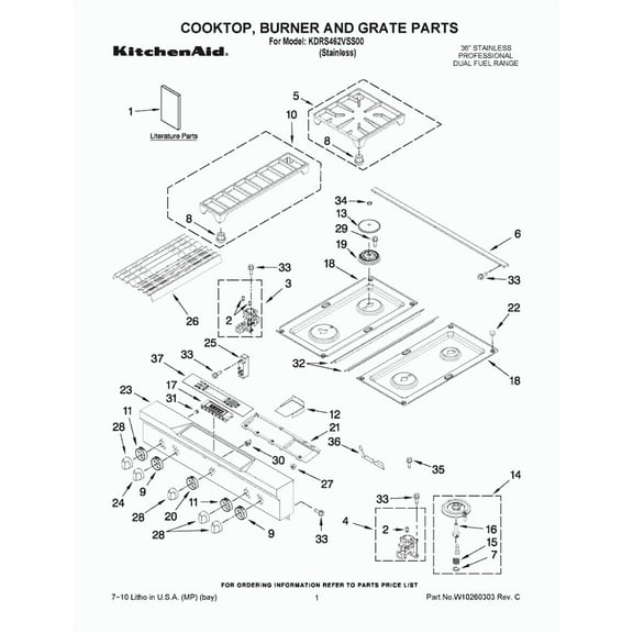 Whirlpool WPW10320937 Burner Top - OEM Part