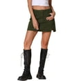 thumbnail image 4 of INSPIRE CHIC Women's Side Slit High Waisted A-Line Mini Denim Skirts L Army Green, 4 of 6
