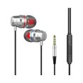thumbnail image 1 of 3.5mm Wired In-Ear Earphone Heavy Bass Stereo Volume Control Headphone with Mic-Silver, 1 of 5