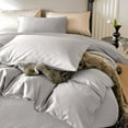 thumbnail image 4 of PURE ERA Long Staple Cotton Duvet Cover 3pc Set 800 Thread Count Sateen Silky Soft Luster Light Gray Cal King, 4 of 7