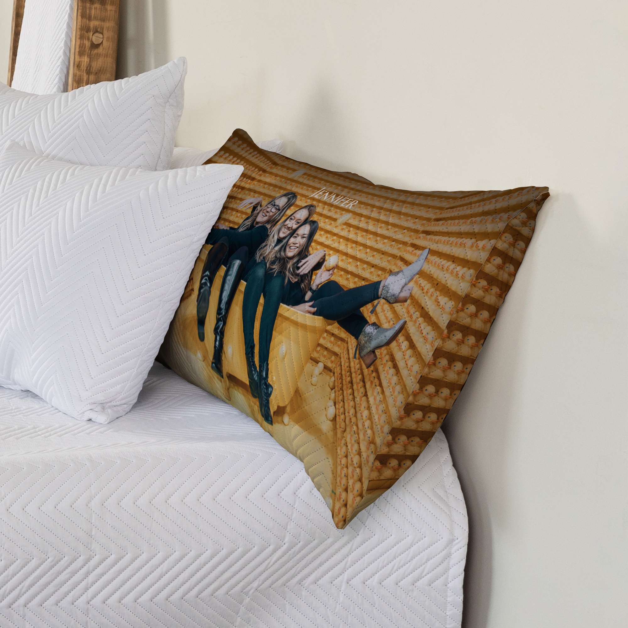 QUILTED BEDDING - KING SHAM 36X20 Customize or Personalize People, Pets, Places Unisex. Adult, Teen Tween.