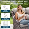thumbnail image 3 of Unnifurnzi Outdoor Sofas All Weather Wicker Outdoor Couch with 6 Inch Thick Cushions Outdoor Furniture Couch for Porch Poolside Balcony-Brown/Beige, 3 of 7