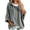 Gray, variant on Women's Fuzzy Hooded Top Short Sleeve Drawstring Casual Pullover Sweatshirt