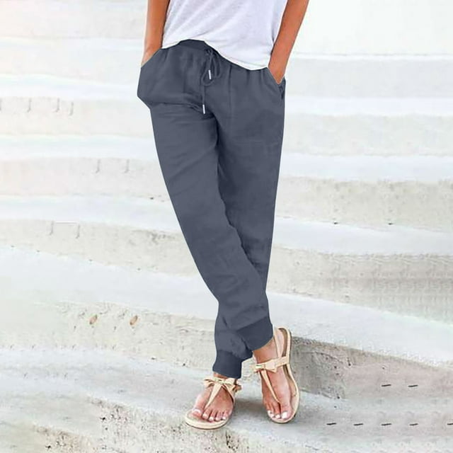Womens Multicolor Washed Casual Thread Elastic Waist Pocket Trousers Womens Pants Casual Work Pattern Business Casual Clothes for Women plus Size Pants Dress Pants with Pockets Women Pants Casual Warm