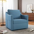 thumbnail image 1 of AECOJOY Swivel Accent Chair, Fabric Armchair with 360° Rotating Metal Base for Living Room or Bedroom, Blue, 1 of 8