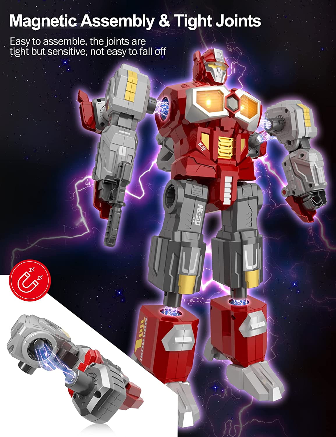 Miebely Deformation Toys - Magnetic Assembling Dinosaur Robot Toys for Kids All-in-One Design Transforming Animals,Including Battle,Cars, Airplane Models