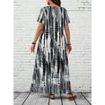 thumbnail image 2 of Summer women's casual round neck tie dye printed long skirt plus size dress, 2 of 5
