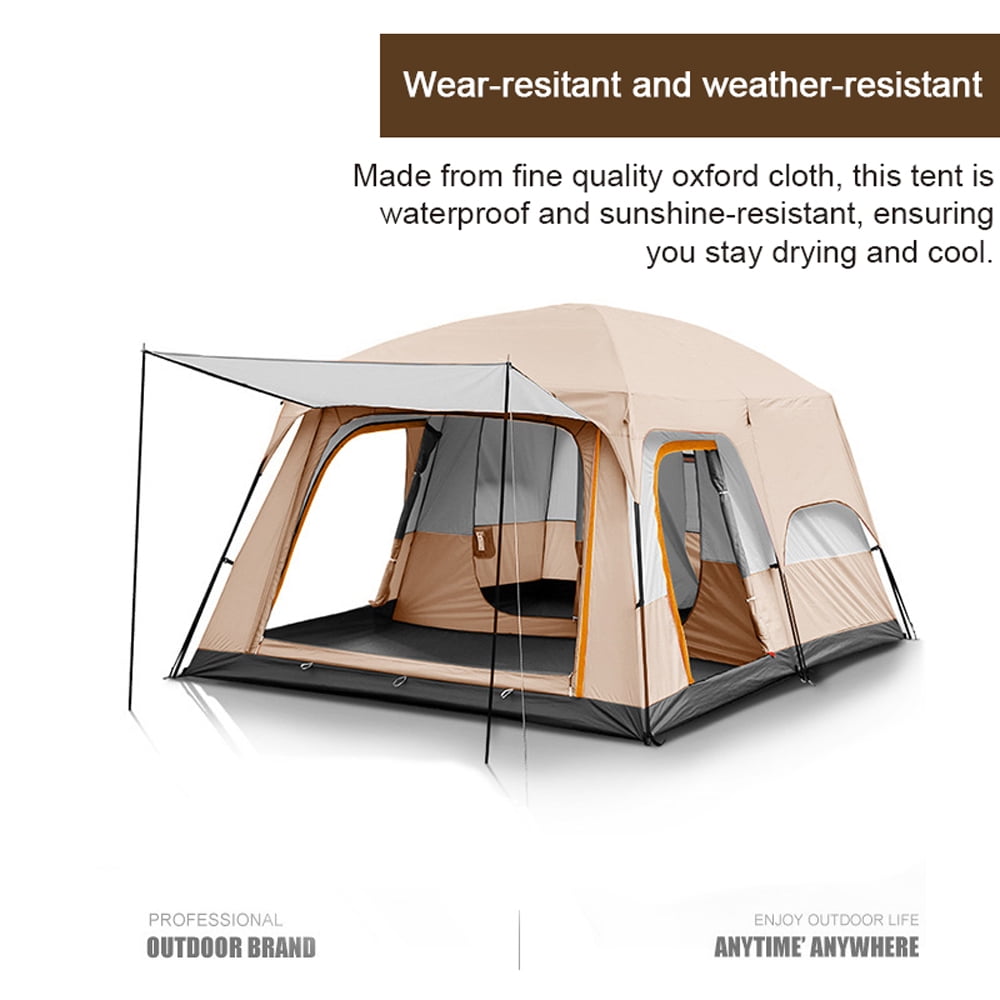 Eccomum Tents for Camping 8-12 Person, Camping Tent Waterproof & Windproof 3 Seasons, Large Family Tent with 3 Rooms, Easy Setup Backpacking Tent w/Full-Covered Rainfly, Divided Curtains & Vestibule
