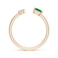 thumbnail image 2 of ANGARA Natural Two-Stone Square Emerald & Pear Diamond Open Ring in 14K Rose Gold for Women (Size-4mm) | May Birthstone, Birthday, Anniversary, Jewelry Gift for Women | Natural Emerald Ring, 2 of 9